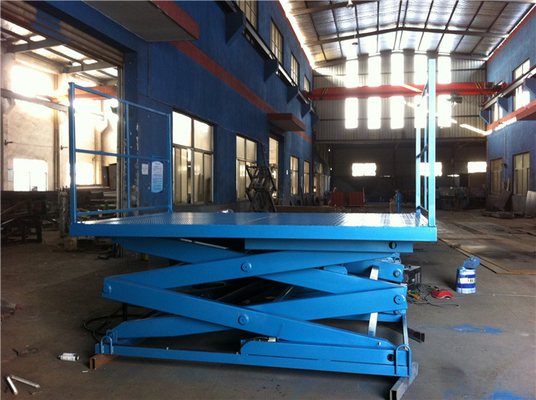 Cargo Stationary Hydraulic Lift Table Four Safety Handrail 1200mm Double Scissors