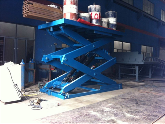 Cargo Stationary Hydraulic Lift Table Four Safety Handrail 1200mm Double Scissors