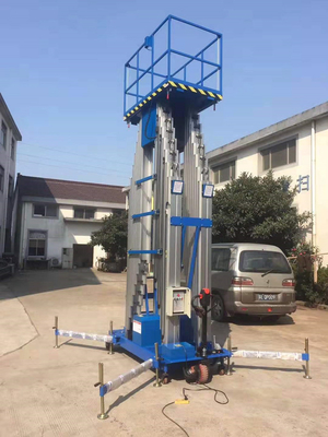 Outdoor Mobile Aerial Work Platform 10m Motorized Wheel Blue Red Color