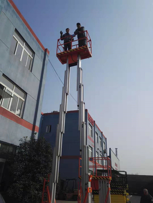 8m Double Mast Mobile Hydraulic Work Platform Lift Extensible Boom Platforms Orange