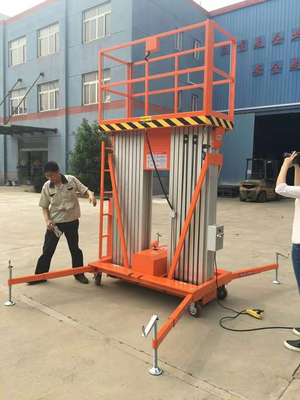 8m Double Mast Mobile Hydraulic Work Platform Lift Extensible Boom Platforms Orange