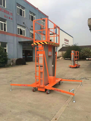8m Double Mast Mobile Hydraulic Work Platform Lift Extensible Boom Platforms Orange