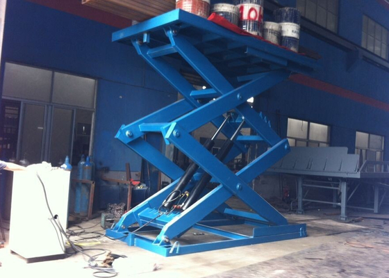A pálete da doca de carga Scissor plataformas do elevador Scissor a cor do azul da plataforma de trabalho